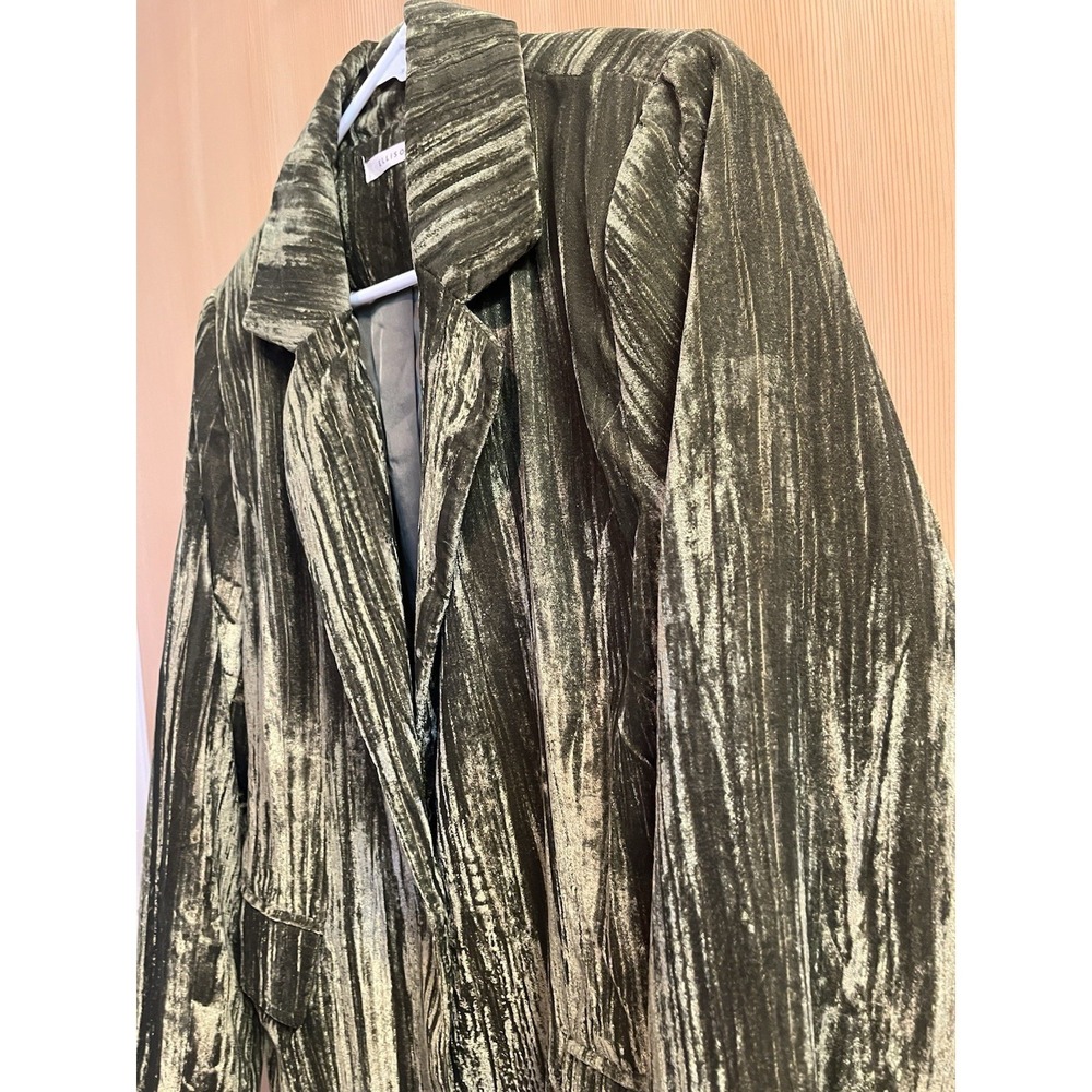 Ellison Olive Velvet Blazer Women Size Small Single Button Tailored Flap Pockets - Picture 13 of 13